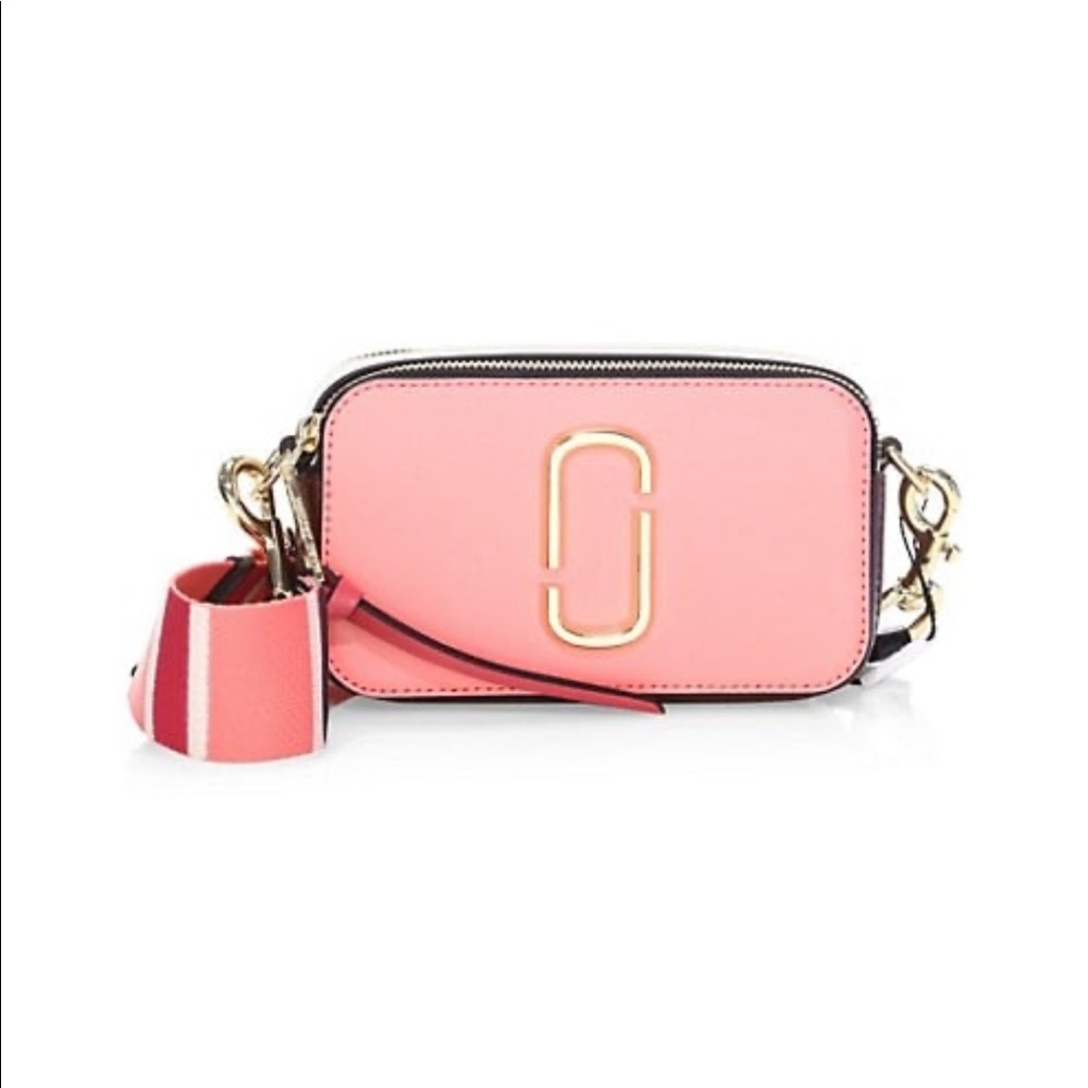 Marc Jacobs Pink Leather Snapshot Crossbody Bag with Gold Hardware
